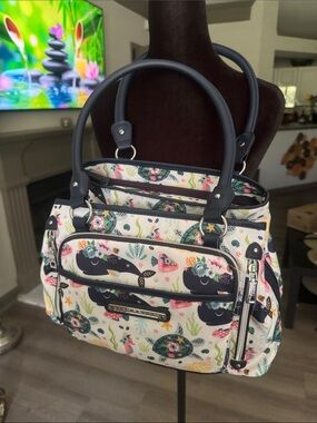 ☀️Lily Bloom Maggie Satchel Ocean Turtles Multi Section Canvas Roomy☀️BRAND NEW